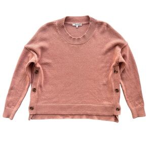 Madewell Women’s S Dusty Pink Brownstone Side Button Crewneck Knit Sweater G1946